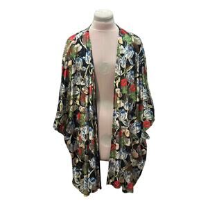 UMGEE Gorgeous Velvet Burnout Floral SS Kimono Topper 1XL/2XL Whimsygoth Fairy